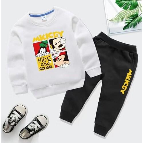 Kids Hoodie Set Boys Girls Sweatshirt Suit Fashion Cartoon Mickey Spring Autumn Sports Tracksuit Casual Pullover Jogging Pant