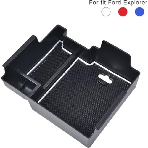 For Ford Explorer 2011-2020 Car Central Armrest Storage Box Tray Organizer Box Car Interior Accessories 1 Pc Blue Red