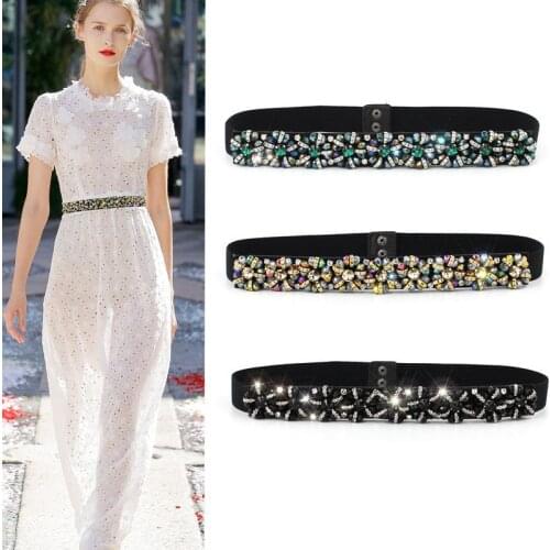 Elastic Beaded Weeding Dress Belt Rhinestones Sash Party Prom Waist Wedding Dress Decoration of Bridesmaid Dresses B61
