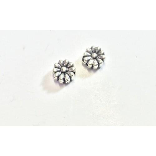 Eruifa 50pcs 7mm Mini Flower Burnished silver Zinc Alloy necklace,earring bracelet jewelry DIY handmade 2 colors