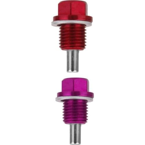 Purple+Red M14X1.5 Anodized Magnetic Screw Engine Oil Pan Drain Bolt Plug