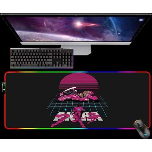 RGB Anime AKIRA Mouse Pad 90X30 Mousepad Keyboard Mat LED Alfombrilla Raton No-slip Mause Pad with Backlit Tapis De Souris 25X35