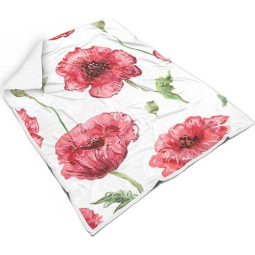 Clubdeer Gorgeous Flower Printed Blanket Warm Soft Plush Throw Blanket for Adult All Seasons Bedroom Chair Sofa Square Carpet