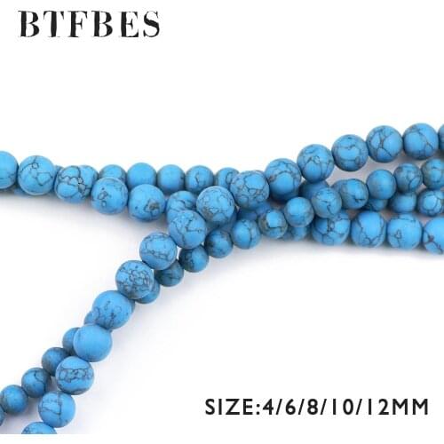 BTFBES Top Quality Matte Bluecalaite AAA Round Natural Stone Loose Beads 4 6 8 10 12mm Ball Jewelry Making Bracelet DIY Necklace