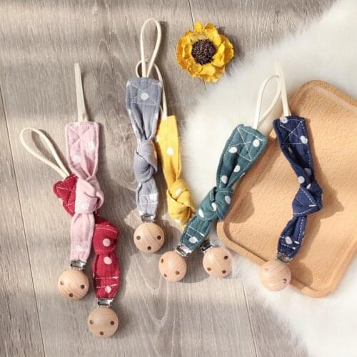 Lets Make Baby Pacifier Clip Chain Cotton Cartoon Wave Point Country Style Pacifier Holder Dummy Clips Handmade Baby Gift Chain