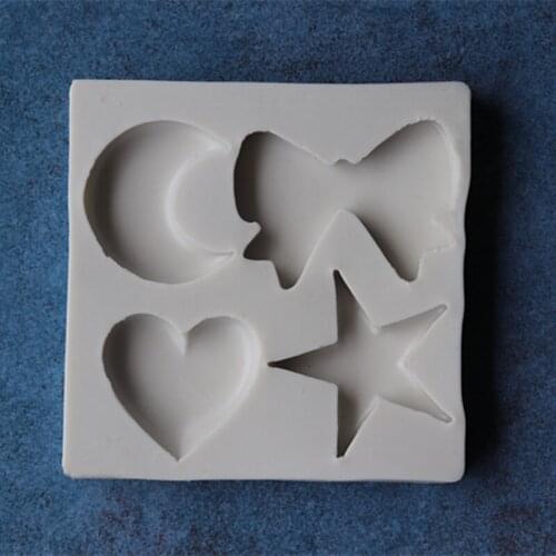 Moon Bowknot Star Pentagonal Star Heart Shape Liquid Silica Gel Turn Sugar Mold Cake Decoration Tool A150