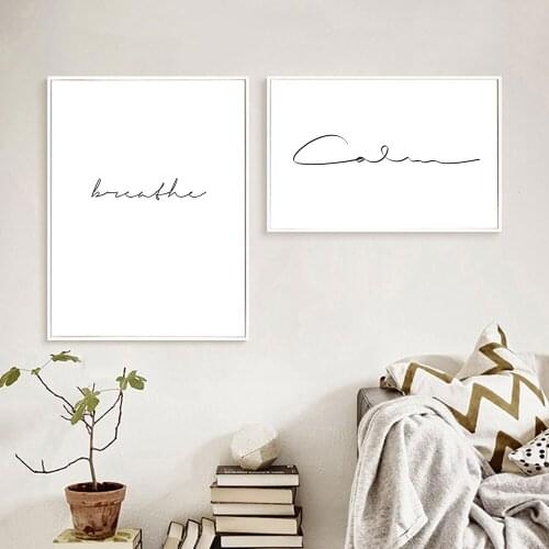 Minimalist Breathe Quote Canvas Poster Nordic Decoration Calm Words Wall Art Print Modern Picture Scandinavian Style Painting