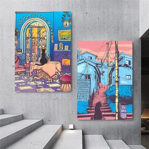 Modular Travel Scenery Poster HD Prints Comics Cat Canvas Painting Wall Art Pictures Frame Modern Home Decor For Living Room