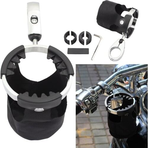 Motorcycle Chrome 35.5MM Handlebars Drink Cup Holder Beverage Support Bracket Universal For Harley Suzuki Honda Yamaha Bobber