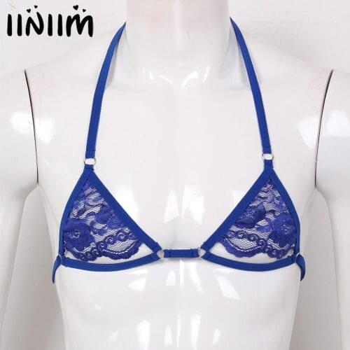 Mens Erotic Vest Tank Sissy Sheer Lace Lingerie crop top Spaghetti Straps Wire-free Unlined Mini Bra Tops for Evening Parties