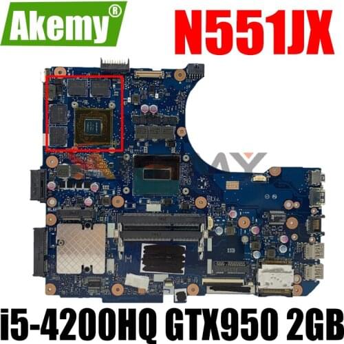 N551JX i5-4200HQ CPU GTX950 2GB VRAM mainboard For ASUS N551JB N551JW N551JK N551JM laptop motherboard 90NB08C0-R00030 Tested