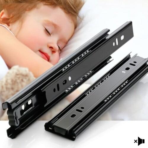 25cm-50cm Stainless Steel Cabinet Slides Soft Close Three-Section Drawer Rails Drawer Slides Buffer Damper Rails Hardware Slide