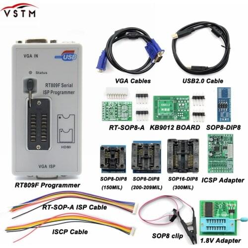2021 Newst Original RT809F ISP Programmer/ RT809 lcd usb programmer Repair Tools 24-25-93 serise IC with Full adapters