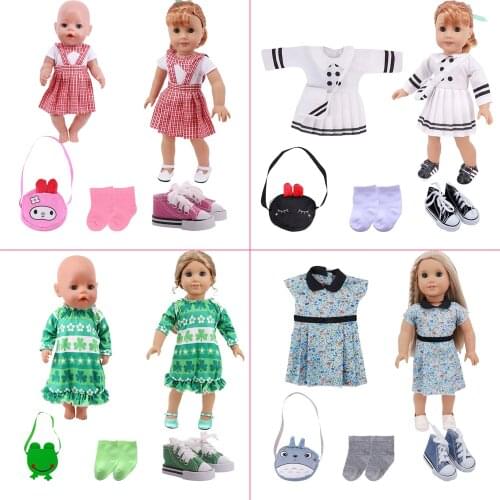 Fashion Outfit 3PX/Set Jacket,Handbag,Leather Shoes Fit 18Inch American &43cm Baby New Born Doll Clothes Accessories,Girls Toys