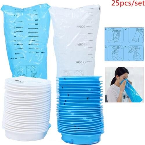 25pas Vomit Bags Disposable Emesis Bags for Nausea Relief Motion Sickness Motion Sickness and Motion Sickness Cleaning Bag