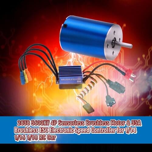 RC Parts 2838 3600KV 4P Sensorless Brushless Motor & 35A Brushless ESC Electronic Speed Controller for 1/14 1/16 1/18 RC Car