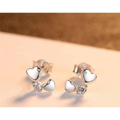 Huitan Chic Heart Earrings Studs Temperament Sweet Women Accessories Fresh Love Jewelry Delicate Girls Gift Wholesale Lots Bulk