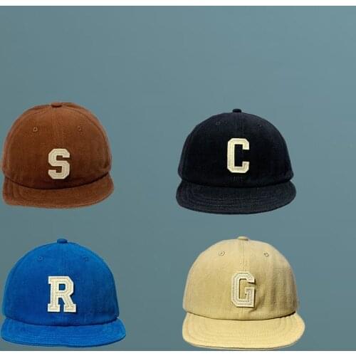 Short Brim Baseball Cap Solid Color Flat Brim Hat for Women Men Sport Cap Outdoor Visor Cap Casual Snapback Corduroy Hats