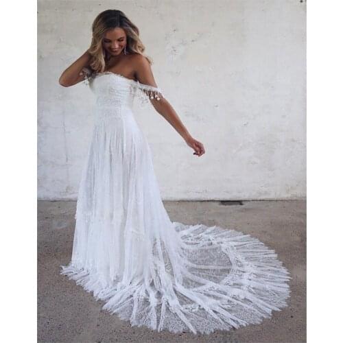 Beach Wedding Dress Lace Strapless Sexy Bride Dress Backless Vestido De Novia Bride Wedding Gowns Lorie Wedding gowns