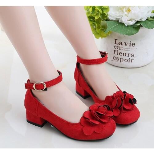 Girls Shoes For Party Wedding High-Heeled Flower Princess Leather Shoes Big Girls Dress Kids 2019 Shoes 4 5 6 7 8 9 10 11 Year