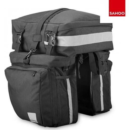 Sahoo 14892-A-SA Bicycle 3 in 1 Luggage Carrier Pannier 37L Cycling Rear Trunk Rack Carryings Bag Backpack Light Reflective