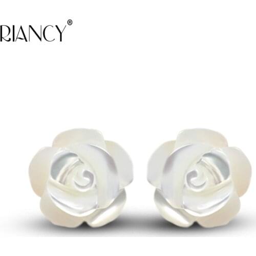 Hand-carved rose earrings natural shell earrings womens simple fashion temperament earring wedding jewelry