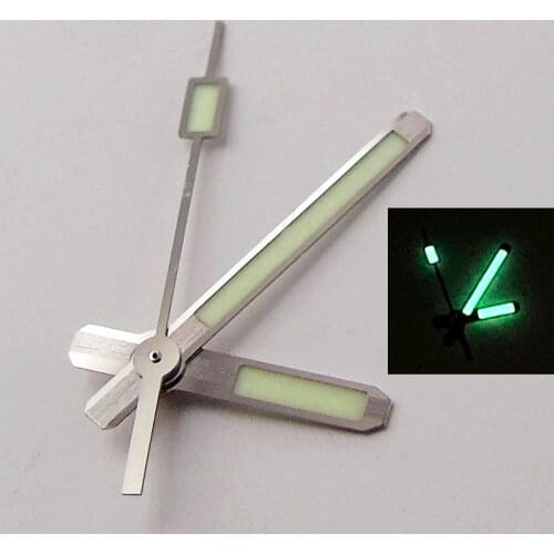 Japan C3 Green Luminous Silver Watch Hand Arrow Set fit NH35A NH36A 4R35 4R36 7S36