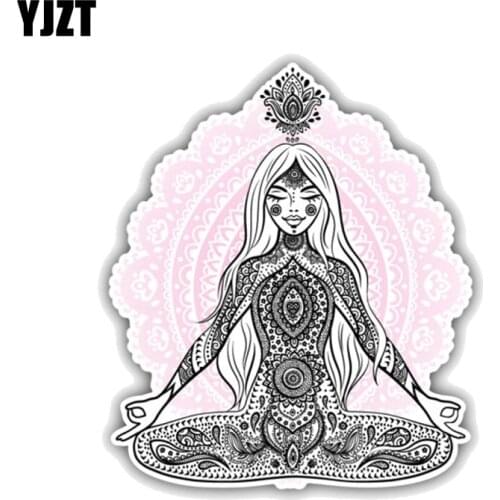 YJZT 10.9CM*12.7CM Funny Yoga Meditation Emblem PVC Motorcycle Car Sticker 11-00400