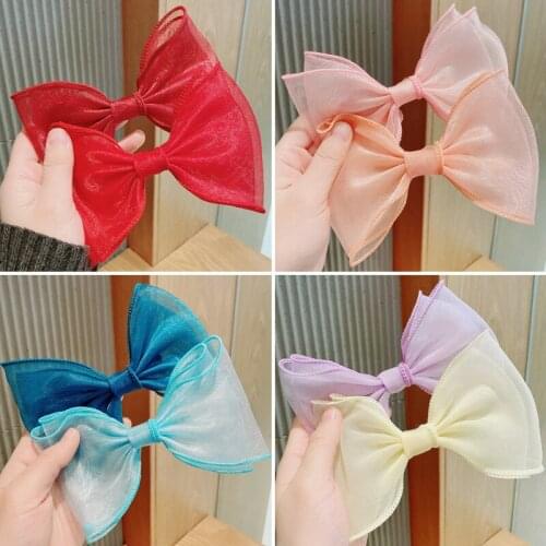 Girl Princess Big Bow Hairpin Color yarn Headdress Children Fashion Girl Side Clip Top Baby Girl Hair Accessories