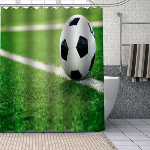 Soccer Ball Shower Curtains Waterproof Fabric Bathroom Decoration Supply Washable Shower Curtain With Bath And Shower