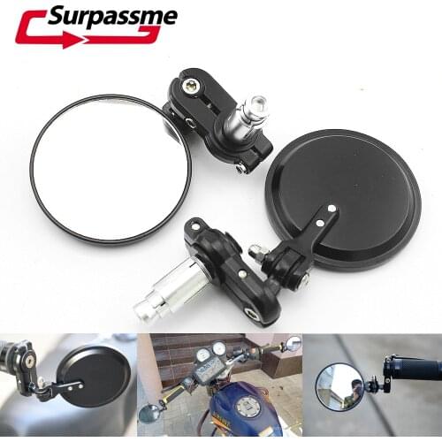 2Pcs/Pair Universal Black Round Foldable 7/8" Handle Bar End Rearview Mirrors for Motorcycle Motorbike Scooter Convex Mirrors