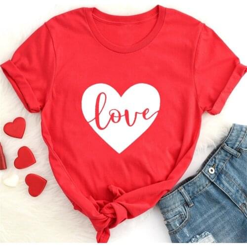 Love heart valentines day T shirt fashion red graphic women shirts gift short sleeve tees o neck unisex tops 44G2