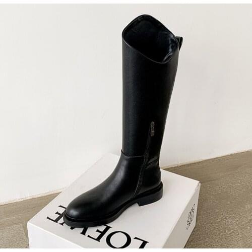 Bottes femme 2021 new winter shoes womens riding boots genuine leather British style Motorcycle boots female knee high boots