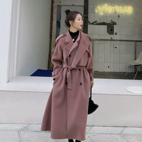 2021 Winter Vintage Women Long Sleeve Woolen Coats Fashion Ladies Thick Elegant Streetwear Oversize Chic Long Wool Jacket