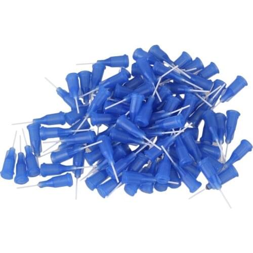 1/2" 22Ga Blue Plastic&PP Spiral Connector Adhesive Glue Tip Dispensing Needles Pack of 100