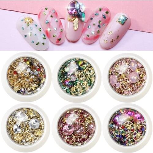 1 Box Glitter 3d Rhinestones Metal Rivet Gems Stones Flat Back Shiny Stones Nail Art Decor Nail Gems Crystal Strass Accessories