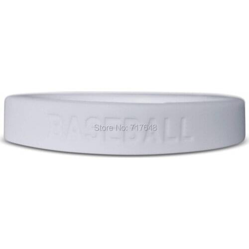 100pcs White Baseball wristband silicone bracelets free shipping by epacket A
