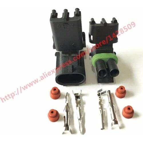 20 Set 2 Pin 12010973 12015792 Female Male Weather Pack Electrical Wire 2.5 Connector Plug Sealed Wiring Automobile Connectors