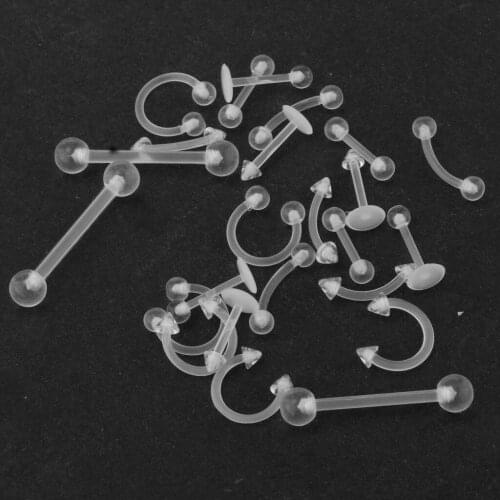 24pcs Body Jewellery Belly Tongue Labret Lips Eyebrow Piercing Bars