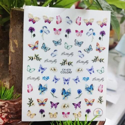 3D Stickers for Nails Cute Butterfly Flowers Grass Design Nails Art Decoration Manicure Sticker Sliders Nail Foil Accessories