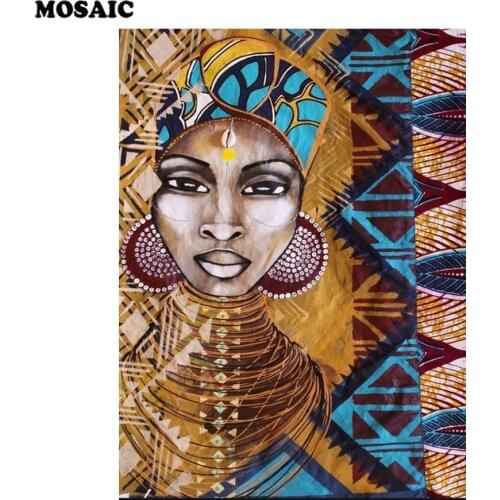 African art,5D Diy Daimond Painting woman,Cross-stitch 3D Diamond Mosaic Full square Rhinestones Paintings Embroidery