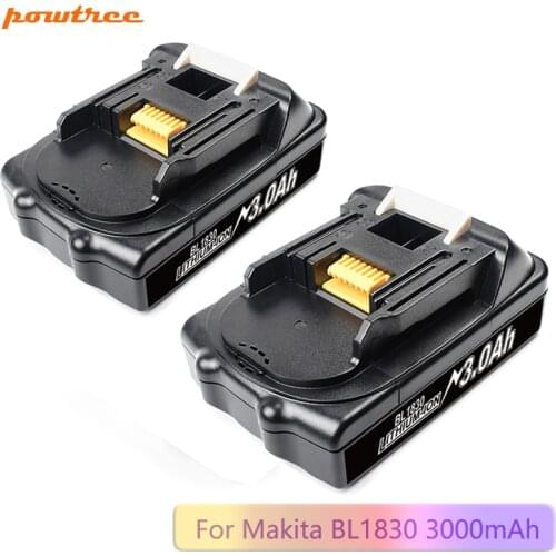 Powtree For Makita BL1830 18V 3000mAh Power tools battery replacement BL1815 BL1840 LXT400 194204-5 194205-3 194309-1 T30