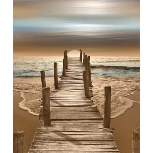 DIY Diamond Painting Seaside Scenery Cross Stitch Full Square Embroidery Picture Rhinestone Sunset Mosaic Wall Decor