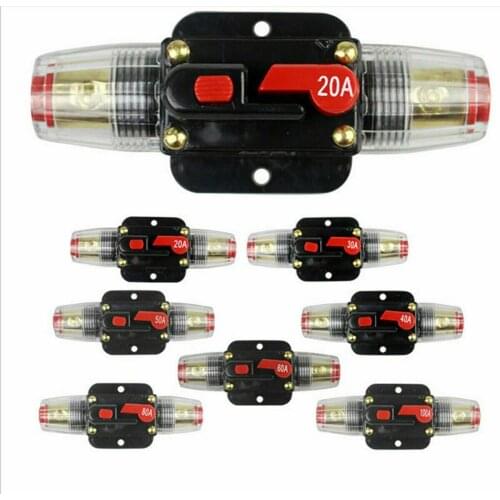 Circuit Breaker Auto Audio Circuit Breaker Reset Fuseholder 12V-24V DC 20A 30A 40A 50A 60A 80A 100A For Car Boat