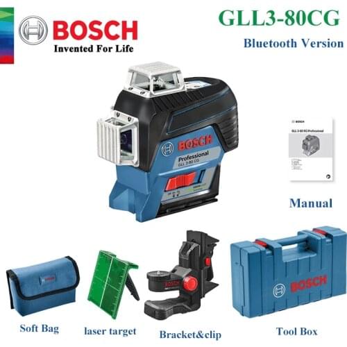Bosch 12-Line Laser Level High Precision With Bluetooth 360° Indoor And Outdoor Marking Green Red Instrument GLL3-80CG/GLL3-80