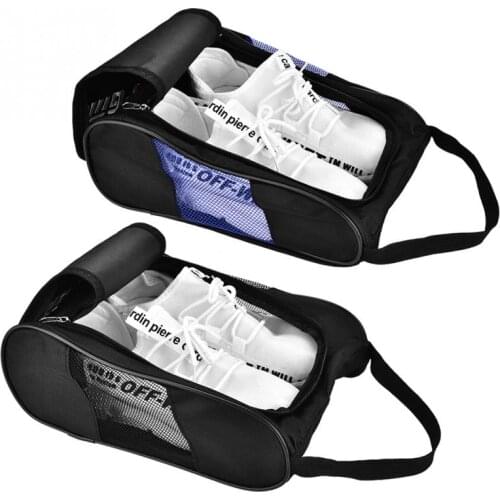 2 Colors Portable Breathable Golf Shoes Bag Case Zippered Nylon Pocket Pouch Storage Golf Sports Accessories