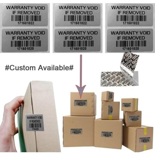 1000pcs Custom Warranty Void Labels Security Stickers Printed Sealing Warning Labels Tamper Evident Sticker with Barcode NO