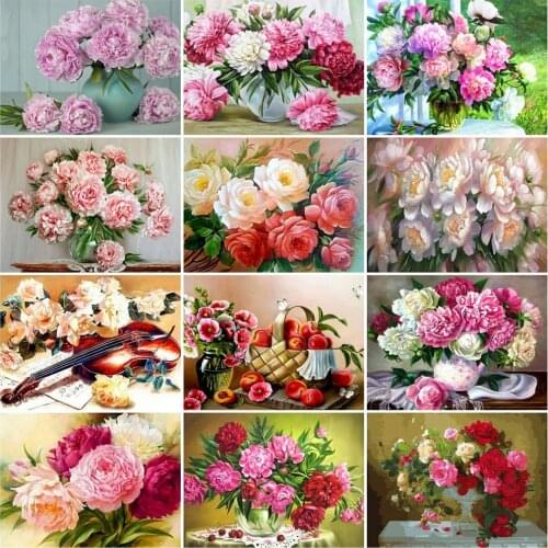 HUACAN Picture By Numbers Poppy Flower HandPainted DIY Frame Wall Art Paint By Number Peony Unique Gift For Living Room