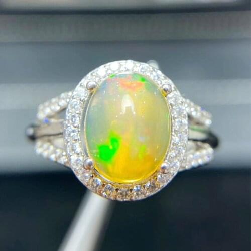 Natural real opal ring Per jewelry 8*10mm 1.7ct gemstone 925 sterling silver Fine jewelry Q214238