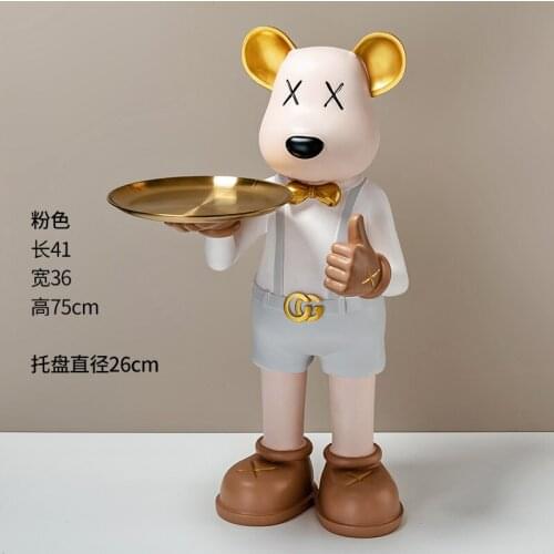 Net red violent bear decoration living room large floor tray TV cabinet sofa next to light luxury home soft decorations